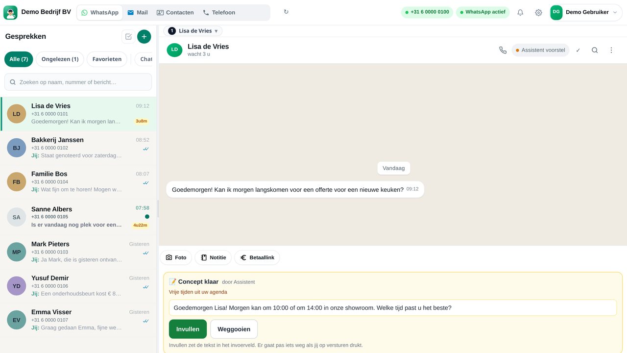 Assistent zet een concept klaar in de inbox (voorbeeld)